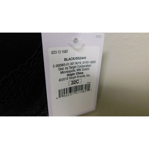 Auden Plunge Coverage Push Up Bra 32C Strapless Convertible Lace Accent - Picture 5 of 5